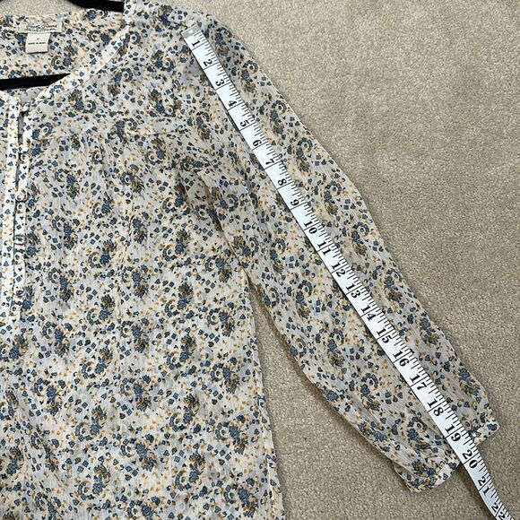 Lucky Brand Semi Sheer Floral Longsleeve Top Women Small - Picture 8 of 8